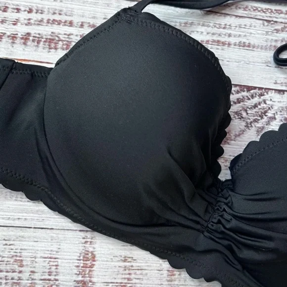 NWOT Black Scalloped Bikini Swim Top 32B - Picture 5 of 5